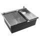 Кухонная мойка Futur FK 6050 Eco Embossing Pop-up Roll plus (9554512) с сифоном, коландером, дозатором и ролл-матом   600х500х200  сатин