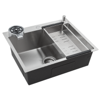 Кухонная мойка Futur FK 5550 Eco Embossing Pop-up Rinzer plus (9554496) с сифоном, коландером, дозатором и ринзером   550х500х200  сатин