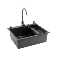 Кухонная мойка Futur FK 5550 Eco Embossing Pop-up Mixer plus (9554500) с сифоном, коландером, дозатором и смесителем   550х500х200  графит