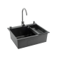 Кухонная мойка Futur FK 5550 Eco Embossing Pop-up Mixer plus (9554500) с сифоном, коландером, дозатором и смесителем   550х500х200  графит