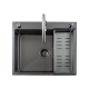 Кухонная мойка Futur FK 5550 Eco Embossing Pop-up Mixer plus (9554500) с сифоном, коландером, дозатором и смесителем   550х500х200  графит