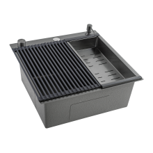 Кухонная мойка Futur FK 5050 Eco Embossing Pop-up Roll plus (9554523) с сифоном, коландером, дозатором и ролл-матом   500х500х200  графит