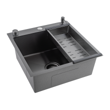 Кухонная мойка Futur FK 5050 Eco Embossing Pop-up Standart (9554519) с сифоном, коландером и дозатором   500х500х200  графит
