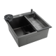 Кухонная мойка FUTUR FK 5050 Eco EMBOSSING POP-UP RINZER PLUS (9554524) с сифоном, коландером, дозатором и ринзером   500х500х200  графит