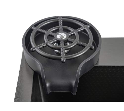 Кухонная мойка FUTUR FK 5050 Eco EMBOSSING POP-UP RINZER PLUS (9554524) с сифоном, коландером, дозатором и ринзером   500х500х200  графит
