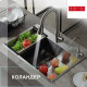 Кухонная мойка Futur FK 5050 Eco Embossing Pop-up Standart (9554484) с сифоном, коландером и дозатором   500х500х200  сатин