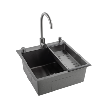 Кухонная мойка Futur FK 5050 Eco Embossing Pop-up Mixer plus (9554529) с сифоном, коландером, дозатором и смесителем   500х500х200  графит