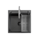 Кухонная мойка Futur FK 5050 Eco Embossing Pop-up Mixer plus (9554529) с сифоном, коландером, дозатором и смесителем   500х500х200  графит