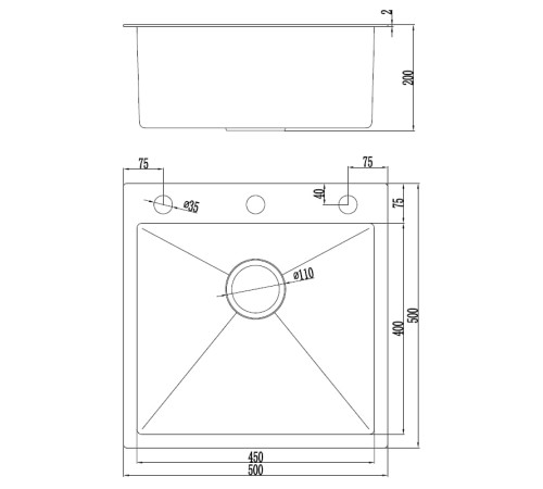 Кухонная мойка Futur FK 5050 Eco Embossing Pop-up Board plus (9554488) с сифоном, коландером, дозатором и разделочной доской   500х500х200  сатин