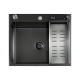 Кухонная мойка Futur FK 5050 Eco Embossing Pop-up Board plus (9554527) с сифоном, коландером, дозатором и разделочной доской   500х500х200  графит