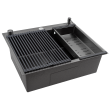 Кухонная мойка Futur FK 6050 Eco Embossing Pop-up Roll plus (9554546) с сифоном, коландером, дозатором и ролл-матом   600х500х200  графит