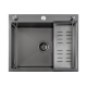 Кухонная мойка Futur FK 5550 Eco Embossing Pop-up Roll plus (9554534) с сифоном, коландером, дозатором и ролл-матом   550х500х200  графит