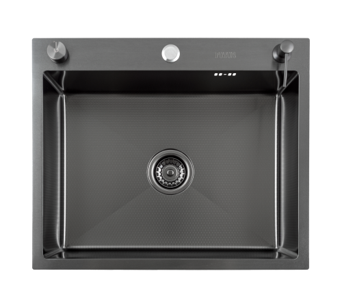 Кухонная мойка Futur FK 5550 Eco Embossing Pop-up Roll plus (9554534) с сифоном, коландером, дозатором и ролл-матом   550х500х200  графит
