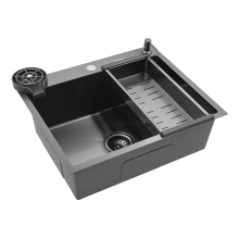 Кухонная мойка Futur FK 6050 Eco Embossing Pop-up Rinzer plus (9554548) с сифоном, коландером, дозатором и ринзером   600х500х200  графит