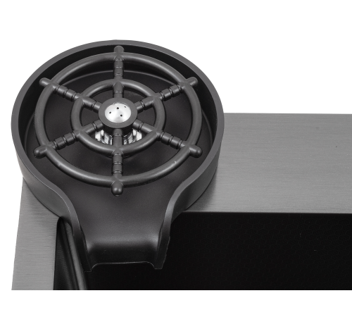 Кухонная мойка Futur FK 5550 Eco Embossing Pop-up Rinzer plus (9554537) с сифоном, коландером, дозатором и ринзером   550х500х200  графит