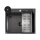 Кухонная мойка Futur FK 5550 Eco Embossing Pop-up Rinzer plus (9554537) с сифоном, коландером, дозатором и ринзером   550х500х200  графит
