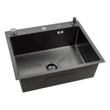 Кухонная мойка Futur FK 6050 Eco Embossing Pop-up Econom (9554542) с сифоном и дозатором  600х500х200  графит