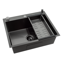 Кухонная мойка Futur FK 6050 Eco Embossing Pop-up Standart (9554543) с сифоном, коландером и дозатором    600х500х200  графит