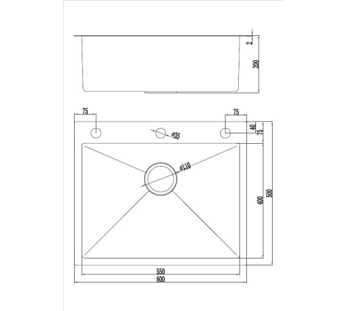 Кухонная мойка Futur FK 6050 Eco Embossing Pop-up Board plus (9554505) с сифоном, коландером, дозатором и разделочной доской   600х500х200  сатин