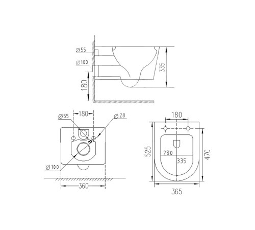 Комплект 6 в 1: инсталляция Grohe Rapid SL 38772001 с кнопкой и подвесным унитазом Roxen Porto 530155-01