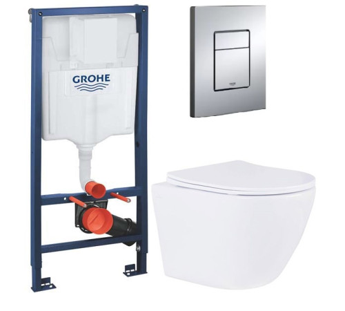 Комплект 5 в 1 инсталляция Grohe Rapid SL 38772001 с унитазом Roxen Antares 530185-01 Rimless Soft Close