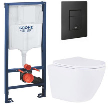 Комплект 5 в 1 инсталляция Grohe Solido 38811KF0 с унитазом Roxen Antares 530185-01 Rimless Soft Close