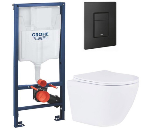 Комплект 5 в 1 инсталляция Grohe Solido 38811KF0 с унитазом Roxen Antares 530185-01 Rimless Soft Close