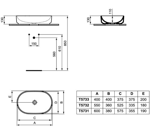 Умывальник Ideal Standard I.LIFE O (T573301)