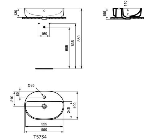 Умывальник Ideal Standard I.LIFE O  (T573401)   