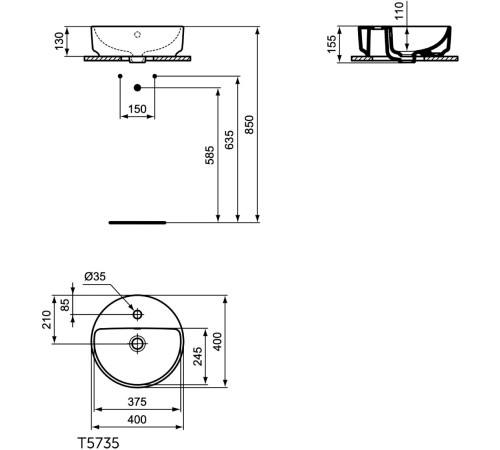 Умывальник Ideal Standard I.LIFE O  (T573501)   