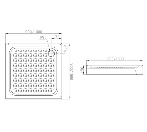 Душевой поддон Iva TAS100 100x100 Душевой поддон Iva TAS100 100x100