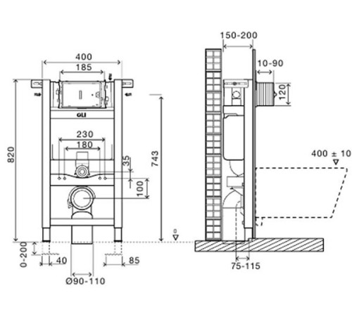 Инсталляция для подвесного унитаза OLI Expert 82 885065 + клавиша смыва Iplate 670004