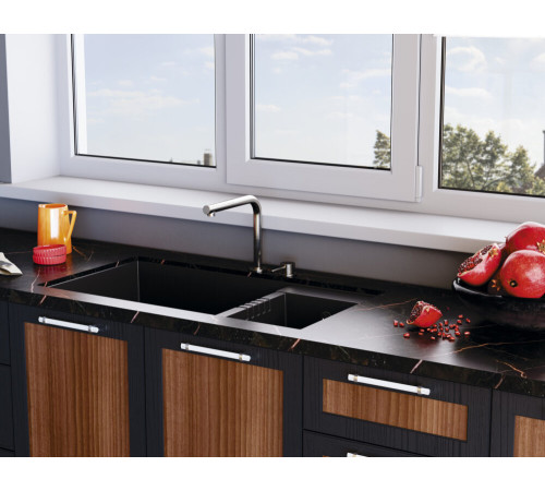 Смеситель для кухни Omoikiri Nara-S-C (4994322) с выдвижным изливом для установки под окно
