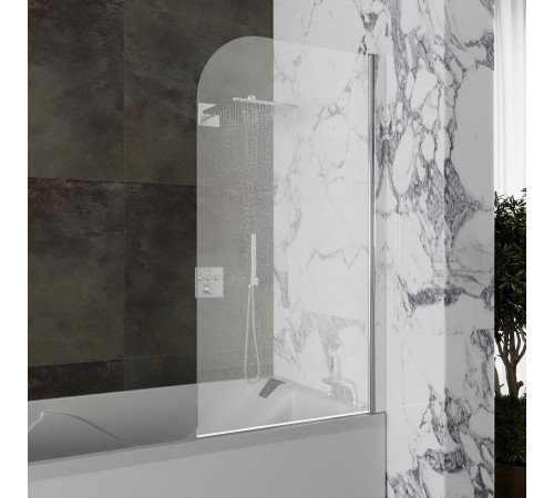 Стеклянная душевая шторка для ванны Roxen Brimen 52010-80   80*140 хромированный профиль прозрачное стекло