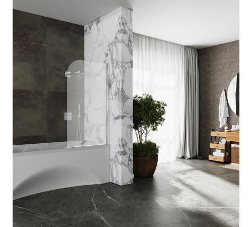 Стеклянная душевая шторка для ванны Roxen Brimen 52010-80   80*140 хромированный профиль прозрачное стекло