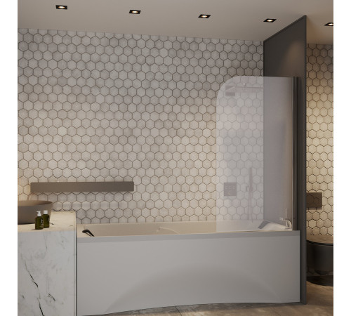 Стеклянная душевая шторка для ванны Roxen Brimen 52010-80   80*140 хромированный профиль прозрачное стекло