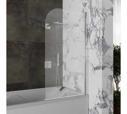 Стеклянная душевая шторка для ванны Roxen Brimen 52010-80   80*140 хромированный профиль прозрачное стекло