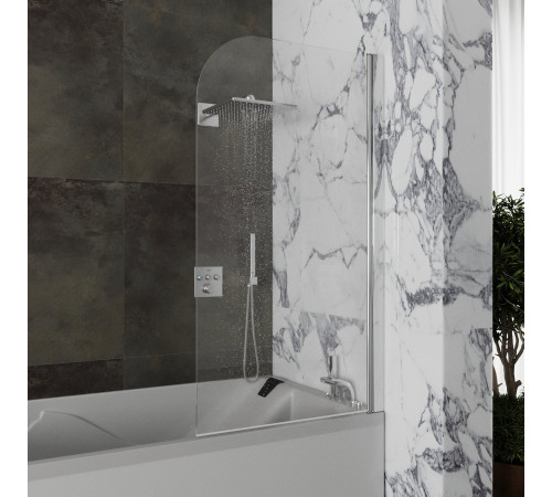 Стеклянная душевая шторка для ванны Roxen Brimen 52010-80   80*140 хромированный профиль прозрачное стекло