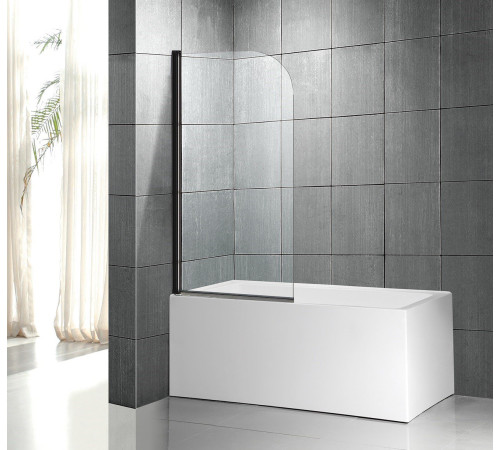 Стеклянная душевая шторка для ванны Roxen Brimen 52010-80B   80*140 черный профиль прозрачное стекло