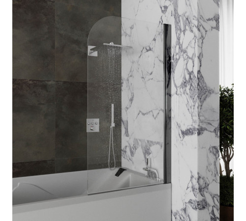 Стеклянная душевая шторка для ванны Roxen Brimen 52010-80B   80*140 черный профиль прозрачное стекло