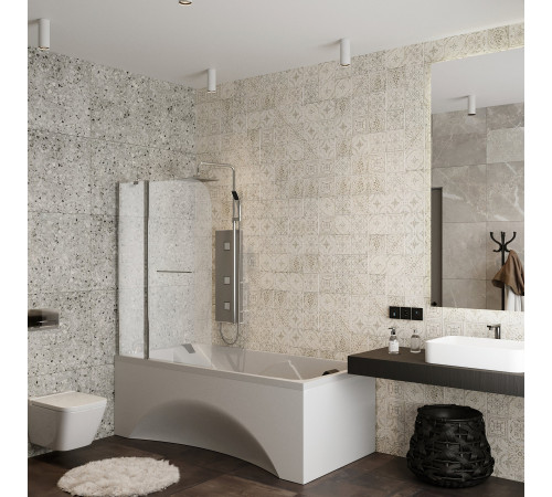 Стеклянная душевая шторка для ванны Roxen Brimen 52010-120   120*140 хромированный профиль прозрачное стекло