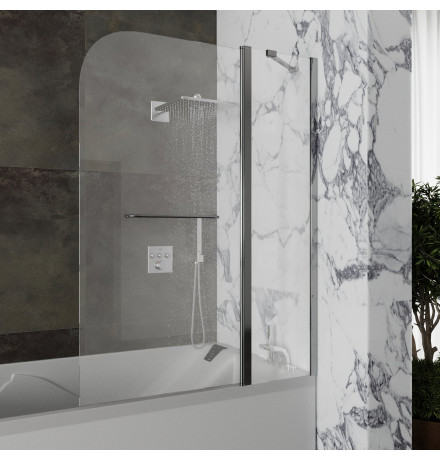 Стеклянная душевая шторка для ванны Roxen Brimen 52010-120   120*140 хромированный профиль прозрачное стекло