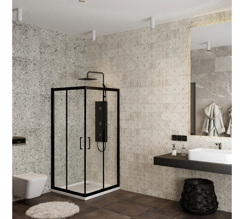 Душевой уголок Roxen Caspia 55060-90B черный профиль прозрачное стекло