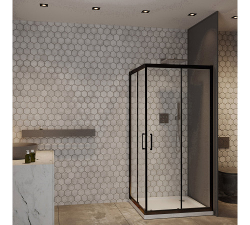 Душевой уголок Roxen Caspia 55060-90B черный профиль прозрачное стекло