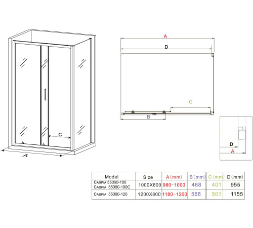 Душевой уголок Roxen Caspia 100x80
