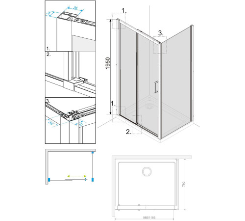 Душевой уголок Roxen Caspia 100x80
