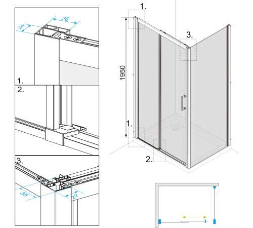 Душевой уголок Roxen Caspia 120x80