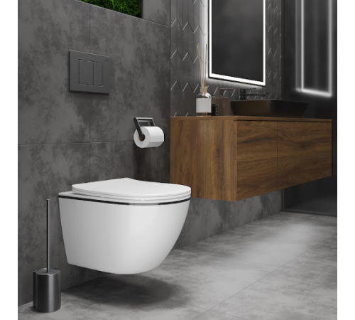  Подвесной унитаз Roxen Antares Black 530110-01B Rimless Soft Close