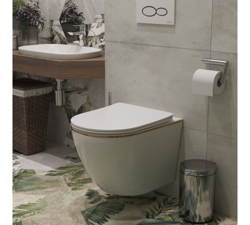  Подвесной унитаз Roxen Antares Gold 530110-01G Rimless Soft Close