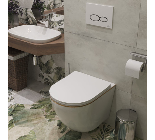  Подвесной унитаз Roxen Antares Gold 530110-01G Rimless Soft Close